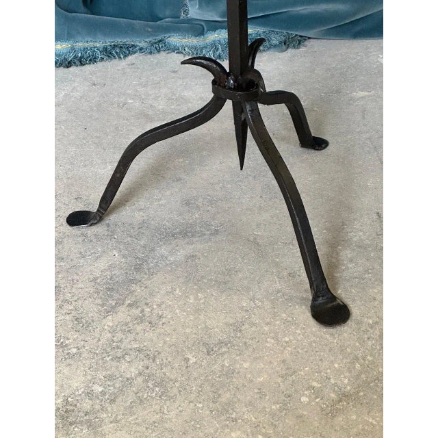 Gold Handcrafted Spanish Iron Martini Table With Antique Gilt Top and Forged Tripod Base For Sale - Image 8 of 12