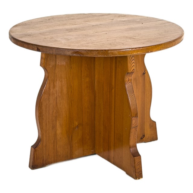 Sculptural Pine Side Table from Åby Möbelfabrik, Sweden, 1940s For Sale