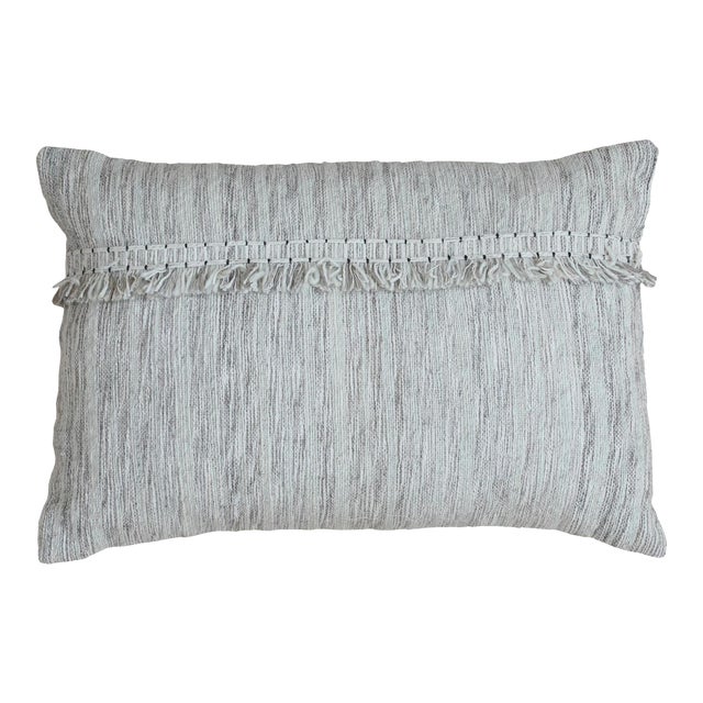 Gray Contemporary Chic Wool and Cotton Pillow For Sale