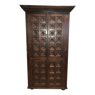 Rustic Hand Crafted African Blackwood Armoire For Sale