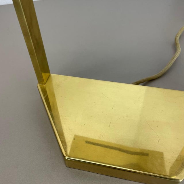 Vintage Brass Table Light attributed to United Workshops Munich, Germany, 1970s For Sale - Image 9 of 18