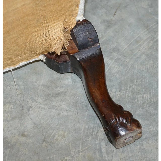 Antique Hand Carved Lion's Paw Leg Club Armchair For Sale - Image 18 of 18