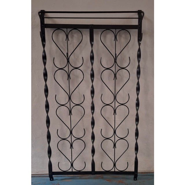 Black Mid-Century Wall-Mounted Wrought Iron Coat and Hat Rack, 1960s For Sale - Image 8 of 8