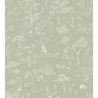 Sample - Sandberg for The House of Scalamandr�� Hollie Wallcovering, Green/Turquoise/Blue For Sale