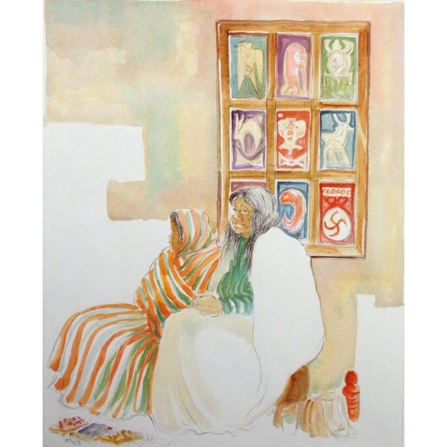 William Papas "Jewelry Sellers, Santa Fe" Signed Numbered Hand Colored Etching For Sale In Denver - Image 6 of 7