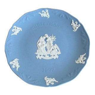 Vintage Wedgwood Blue Jasperware “The Christmas Story” Series - Nativity Plate For Sale