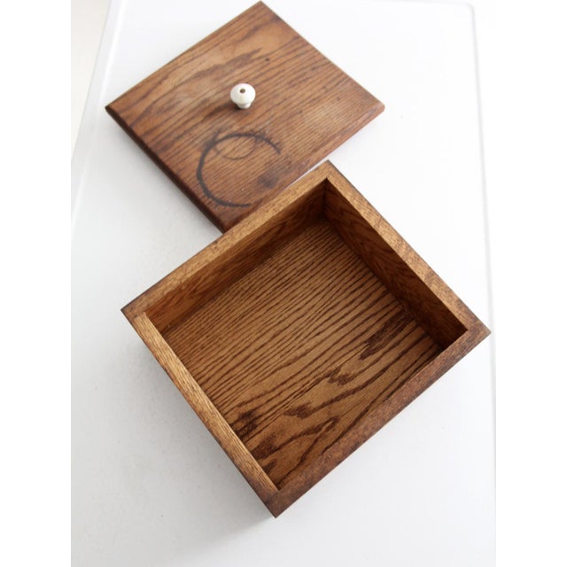 Vintage Oak Wood Storage Box For Sale - Image 4 of 10