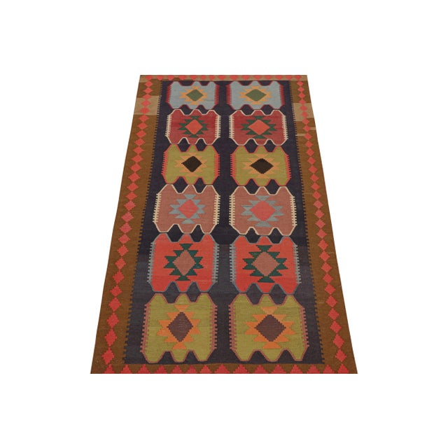 1950s 1950s Vintage Persian Kilim in Polychromatic Geometric Patterns by Rug & Kilim For Sale - Image 5 of 8