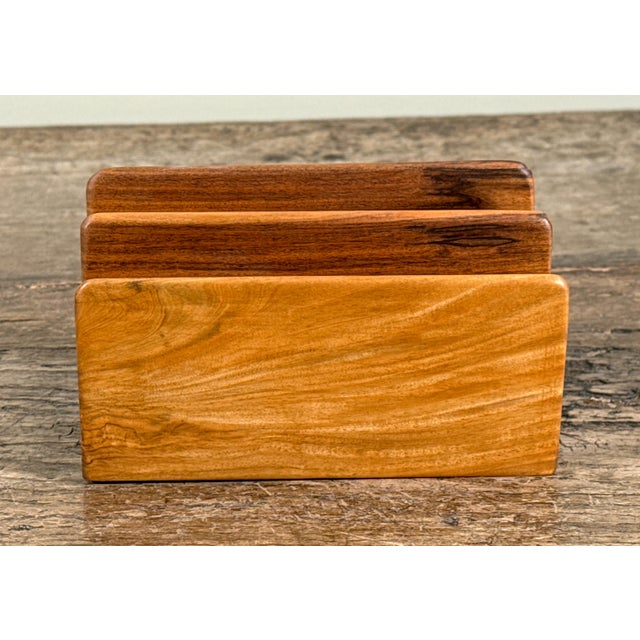 Vintage solid teak letter holder / desk organizer. Very minimalist design, very good vintage condition as shown. Measures...