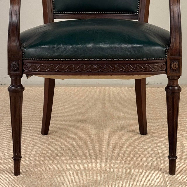 Antique French Louis XVI Neoclassical Mahogany Armchair by Hirler of Alsace For Sale - Image 13 of 18