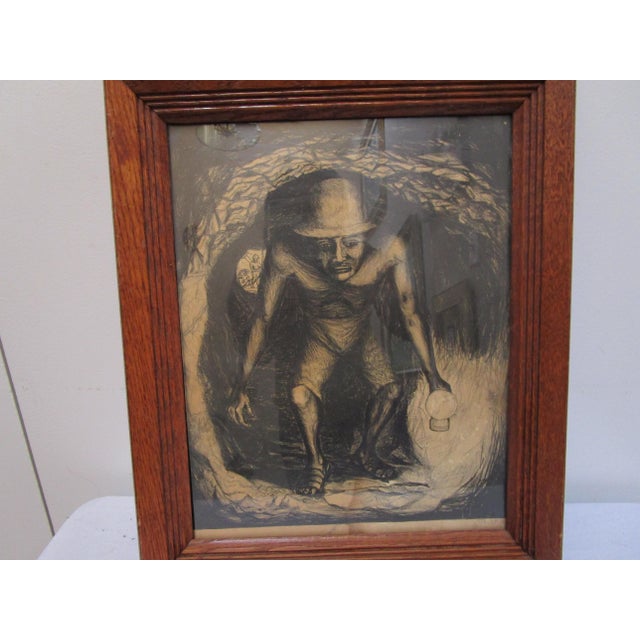 1940s 1940s Black and White Lithograph By Francisco Mora, Miner For Sale - Image 5 of 8