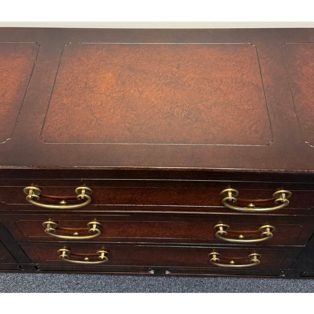 Wood White Fine Furniture Mahogany & Burl Mandarin Ming Chinoiserie Credenza For Sale - Image 7 of 12