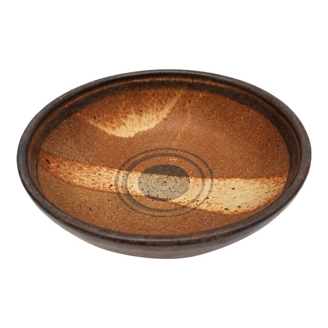 Signed Mid-Century Studio Pottery Stoneware Bowl For Sale