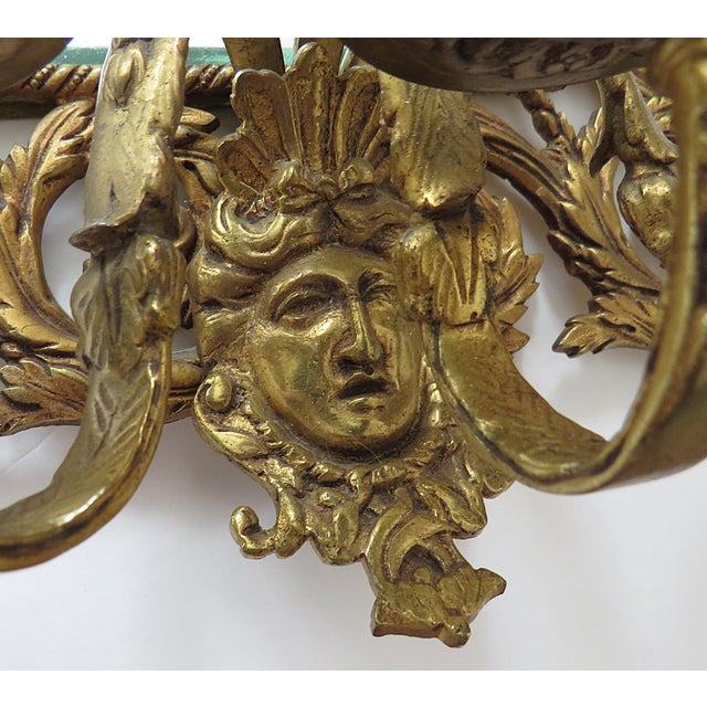 19th C. Gilt Metal Wall Sconce W/ Beveled Mirror Antique Victorian For Sale - Image 4 of 8