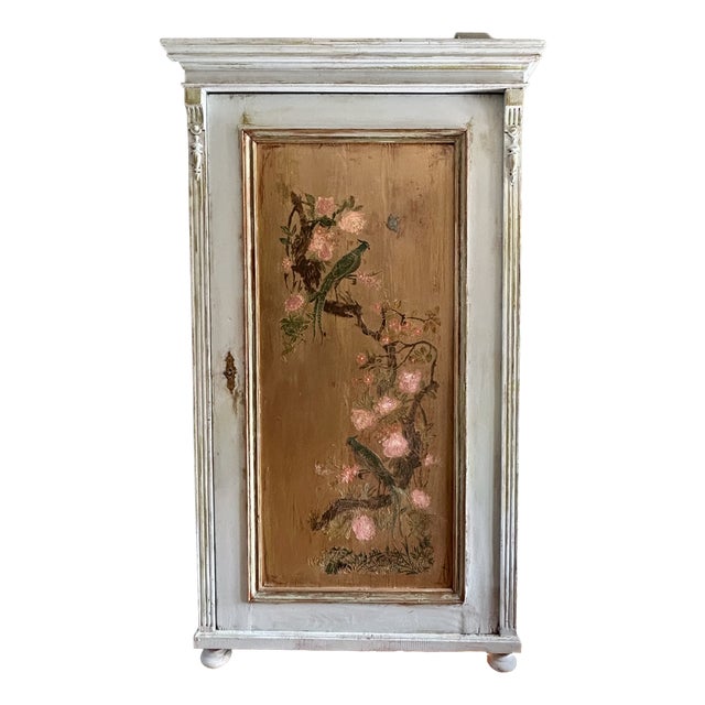 Vintage Painted Armoire with Chinoiserie Panel, 1920s For Sale