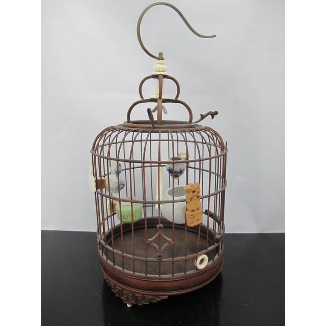 Chinese Very Sweet Chinese Wood Bird Cage Carved Tokens Pots & Porcelain Pots For Sale - Image 3 of 18