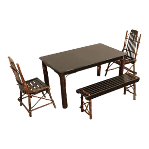 Late 20th Century Adirondack Style Rustic Wood Dining Set - 4 Pieces