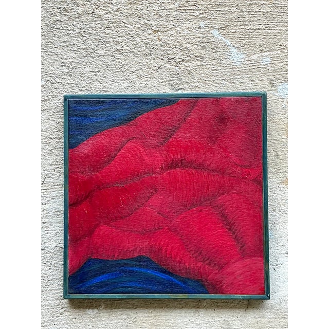 Vintage Framed Abstract Canvas Painting For Sale - Image 11 of 12