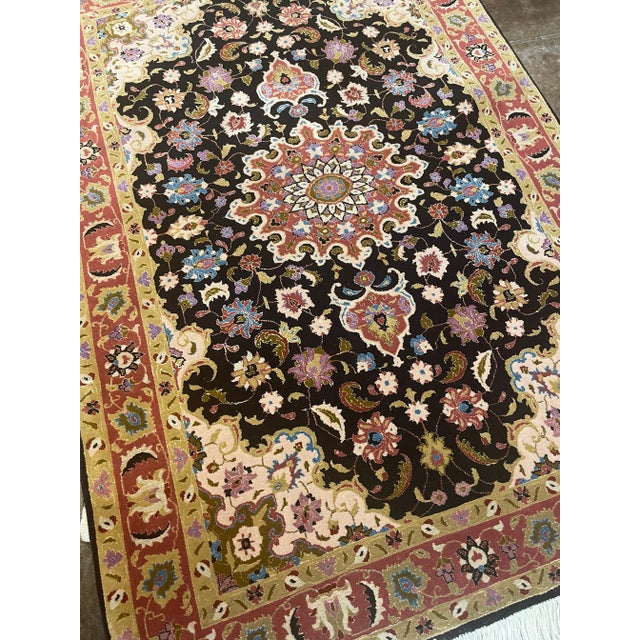 1990s 1990s Handwoven Persian Tabriz Area Rug 3'4" X 4'10" For Sale - Image 5 of 8