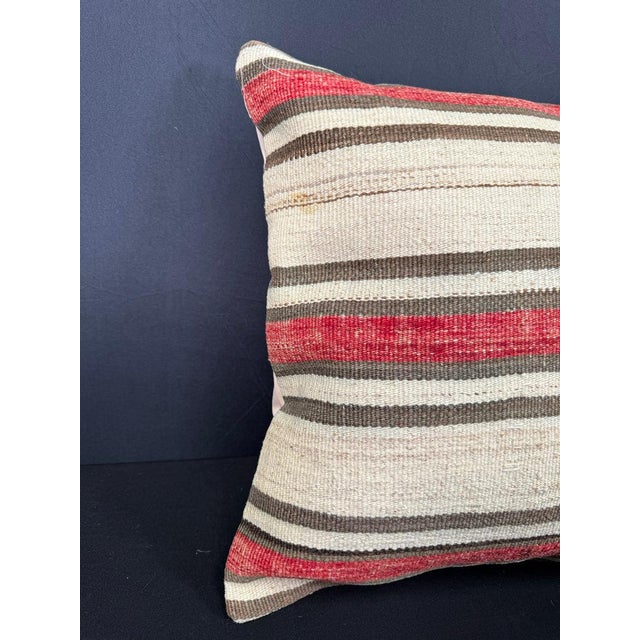 Turkish Hemp Pillow Cushion Natural Beige Red Cushion Cover 20x20 #30678 Enhance your home decor with our Kilim Pillow...