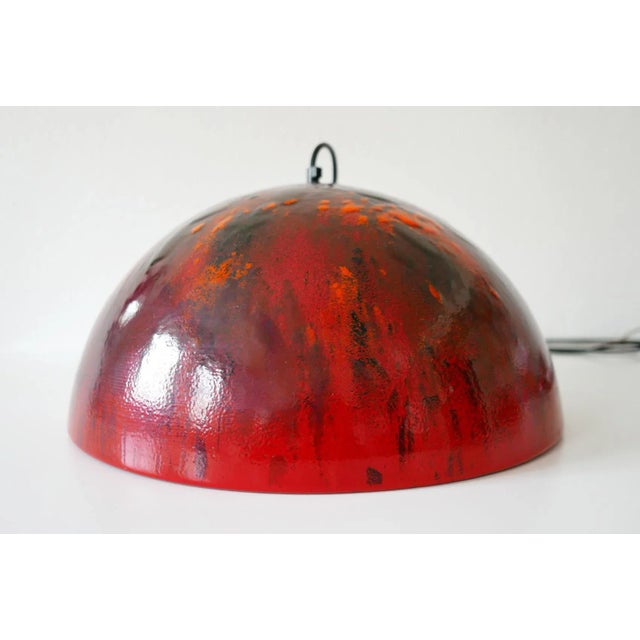 Large Mid-Century Modern Enameled Dome Pendant Lamp, 1960s For Sale - Image 14 of 17