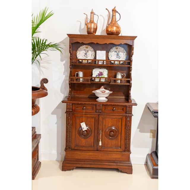 Rustic Antique Italian Walnut Buffet With Open Hutch For Sale - Image 3 of 3