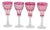 Bohemian Pink Crystal Wine Glasses with Cut Decoration, 1940s, Set of 4 For Sale
