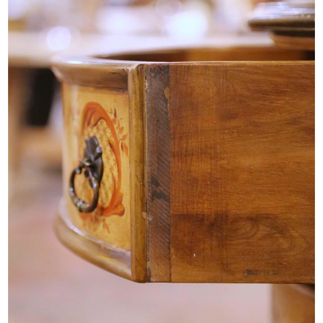 Mid-Century Italian Painted Demi-Lune Commode With Floral and Figural Panel For Sale - Image 11 of 14