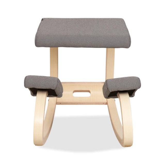 Wood Variable Kneeling Chair in Ash and Grey Fabric by Peter Opsvik for Varier For Sale - Image 7 of 11