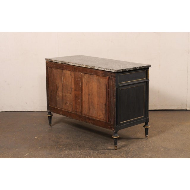 19th Century French Neoclassic Commode W/ Marble Top & Brass Pulls For Sale - Image 9 of 12