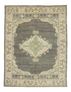 Earth-Tone Turkish Oushak Rug - 09'03 X 11'00