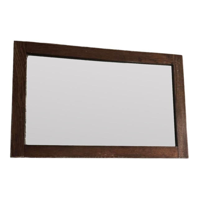 1870s Antique Oak Beveled Wall Mirror — Original Glass & Backing, Substantial Weight For Sale