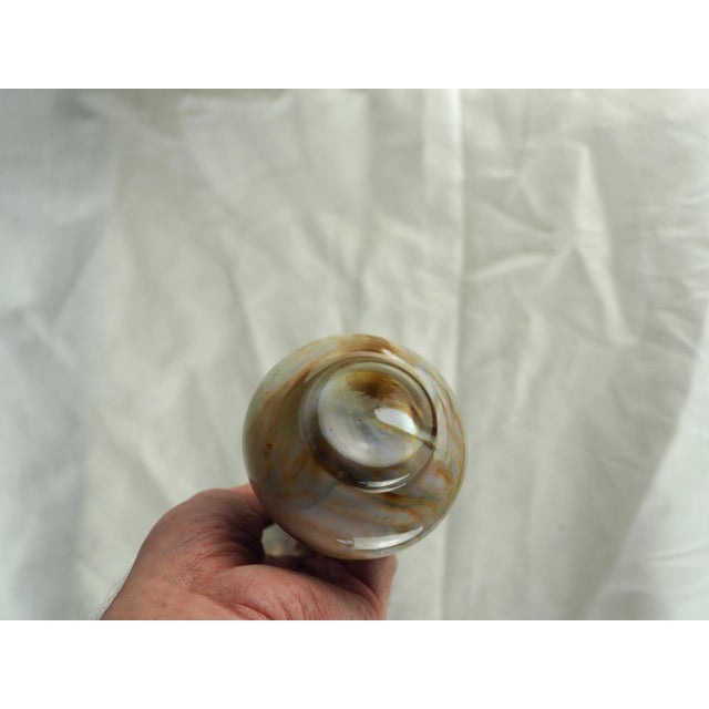 Baroque 19th French Clichy Blown Glass Vase With Serrated Neck, Marbled White With Gold Inclusions For Sale - Image 3 of 11