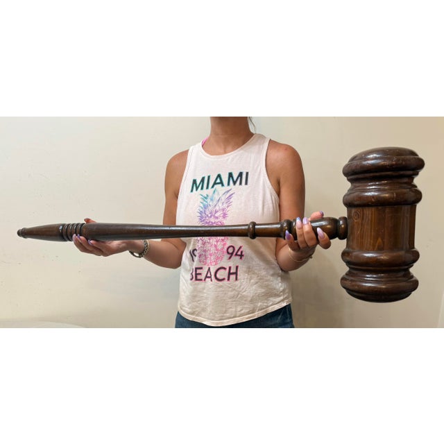 Up for sale is an extremely large, vintage handmade carved/turned wooden gavel. The gavel features intricate details and...
