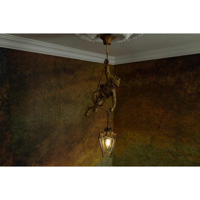 German Carved Linden Wood Mountaineer with Brass Lantern, 1950s For Sale - Image 10 of 18