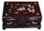 Dark Hardwood Storage Chest, Mother-of-Pearl Shell Inlay, Mandarin Ducks & Deer, Chinoiserie Decorative Treasure Box ## Dimensions For Sale