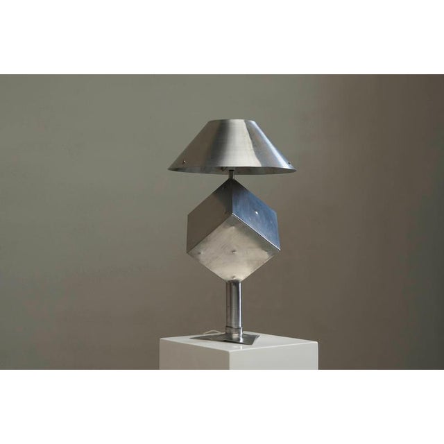 Large Postmodern Table Lamp in Brushed Steel, 1970s For Sale - Image 4 of 14