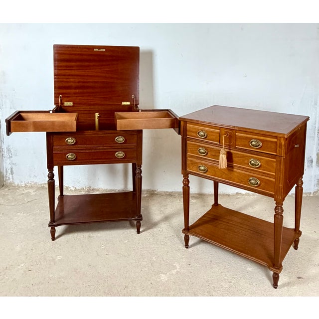 Wood Storage Tables with Lift-Top Compartments, 1970, Set of 2 For Sale - Image 10 of 18