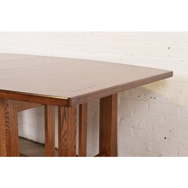 Stickley Style Mission Oak Arts & Crafts Extension Dining Table, Newly Refinished For Sale - Image 10 of 13
