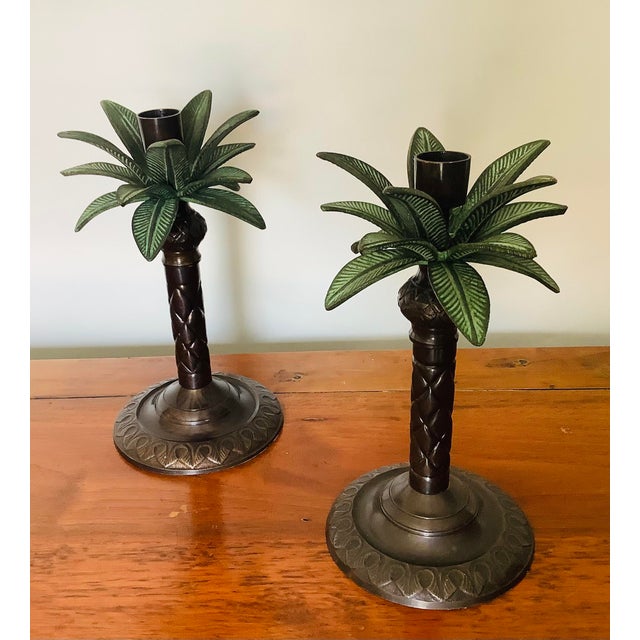 Vintage Bronze Palm Trees Candle Holders Set of 2 Chairish