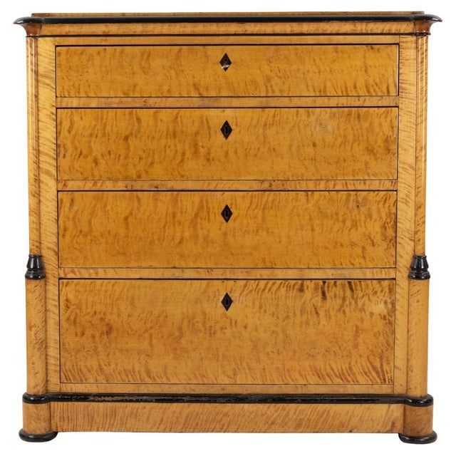 Biedermeier Chest of Drawers with Maple and Ebonized Accents, Austria For Sale - Image 9 of 9