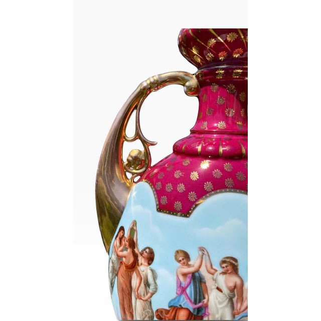 Antique Royal Vienna Style Porcelain Twin-Handled Urn Vase For Sale - Image 6 of 13