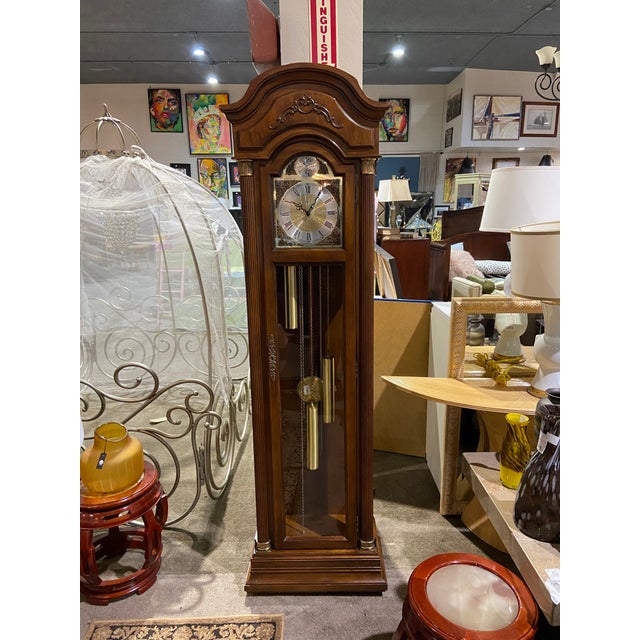 Late 20th Century Ridgeway Tempus Fugit Grandfather Clock Chairish