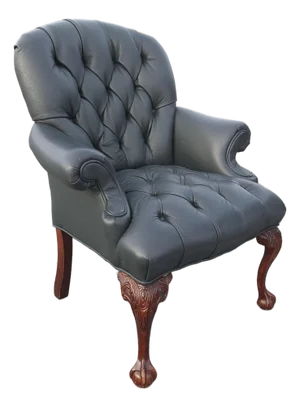 Chippendale Style Tufted Leather Library Chair by Fairfield Chair Company
