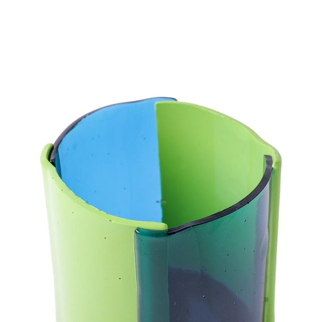 Four Lines Vase in Clear Light Blue by Enzo Mari for Corsi Design Factory For Sale - Image 6 of 8