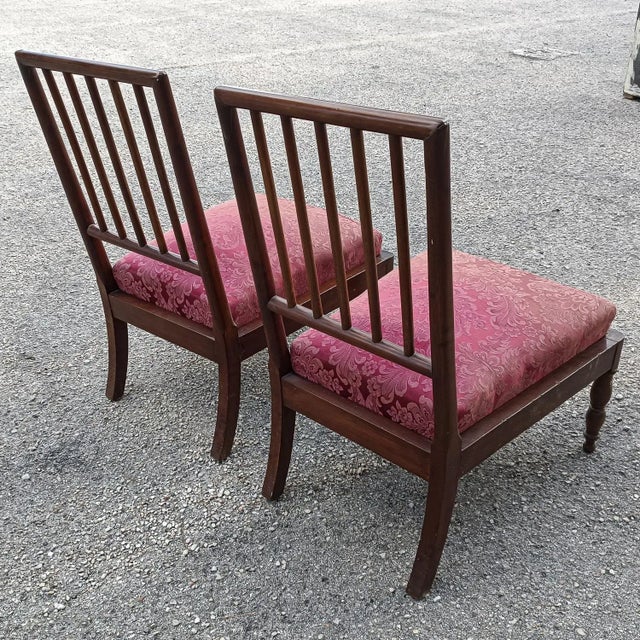 Set of Dining Chairs in Fabric and Wood For Sale - Image 4 of 9