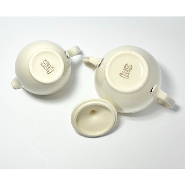 1980s Lenox “Montclair” Bone China Creamer & Sugar Bowl Set For Sale - Image 5 of 6