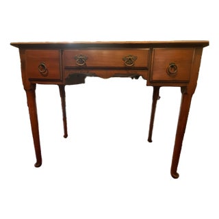 1930s Queen Anne Walnut 3 Drawer Writing Desk For Sale