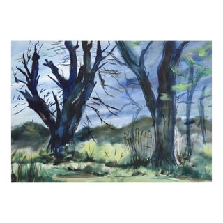 1950s "Winter Trees P2.41" Watercolor Painting by Eve Nethercott For Sale