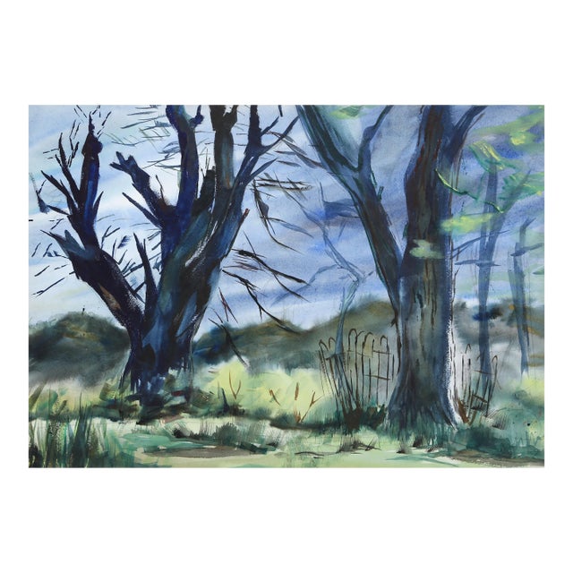 1950s "Winter Trees P2.41" Watercolor Painting by Eve Nethercott For Sale